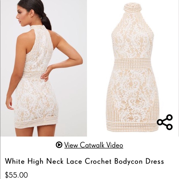 white crochet bodycon dress